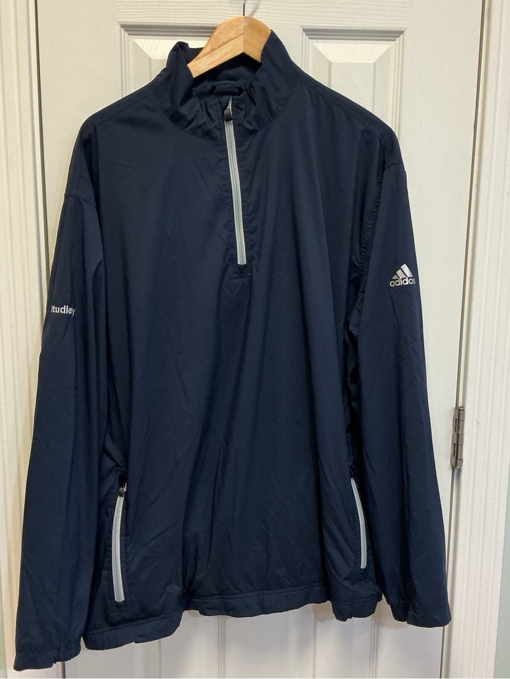 Adidas Men’s SZ XL Climaproof Pullover Quarter Zip Windbreaker Navy Blue
